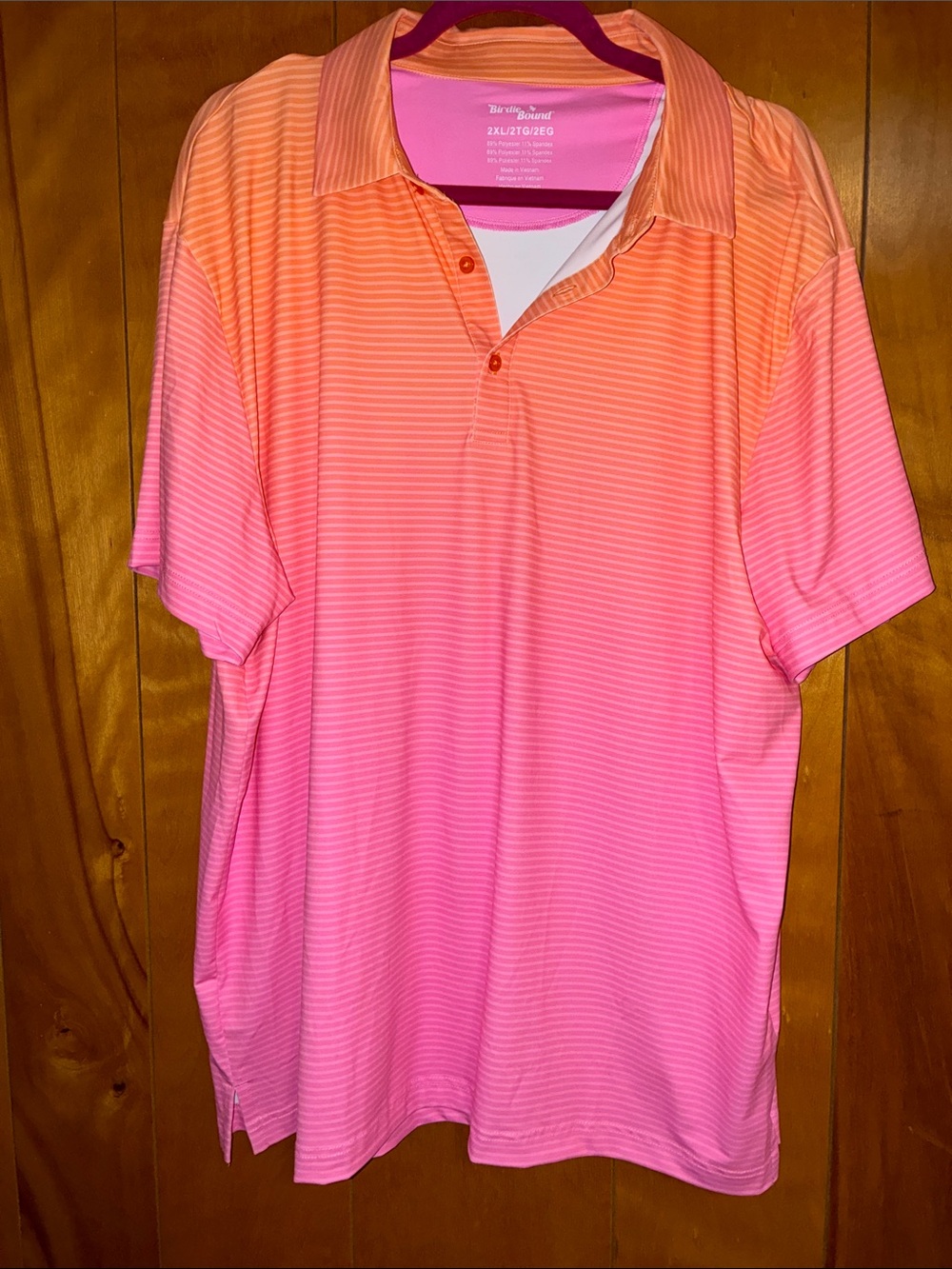 Birdies Men's Gradient Pink to Orange Polo Sz 2XL